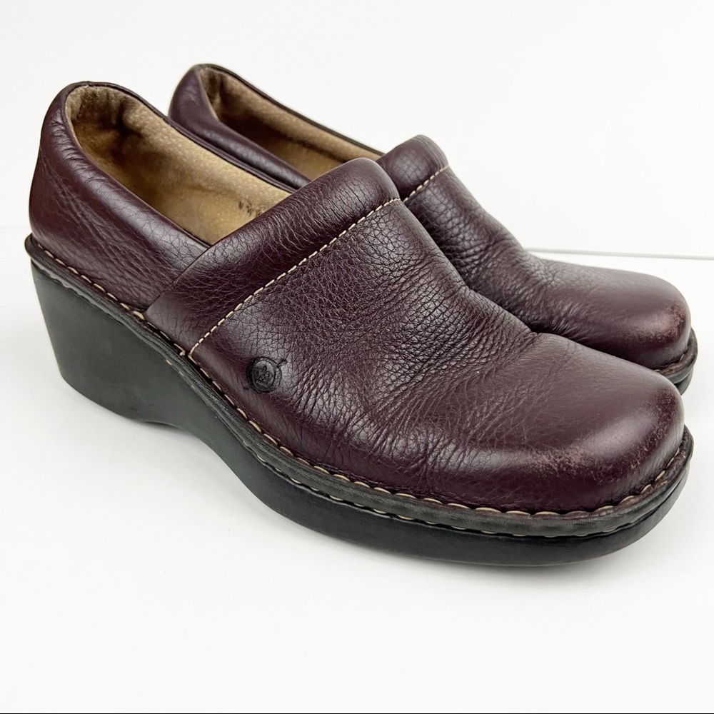 Born Brown Leather Comfort Clog Size 8 - Picture 1 of 8